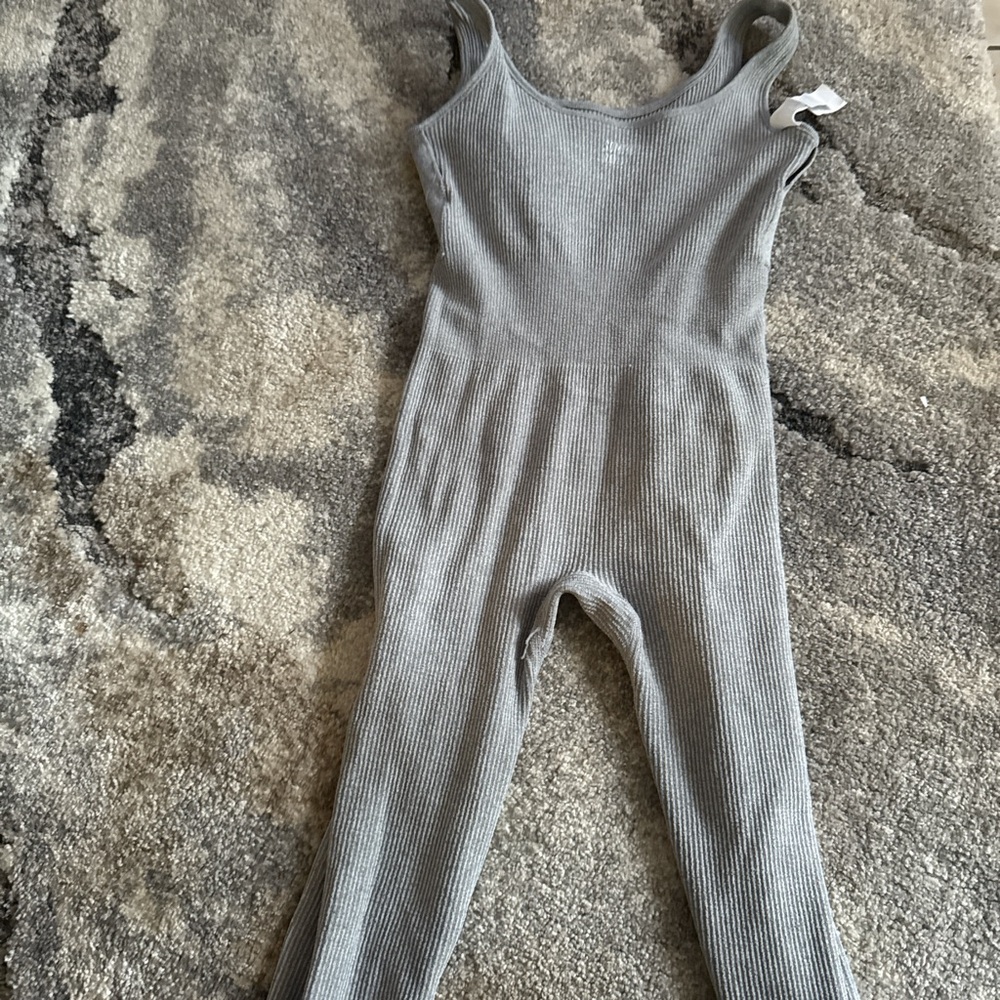 Gray Ribbed Jumpsuit